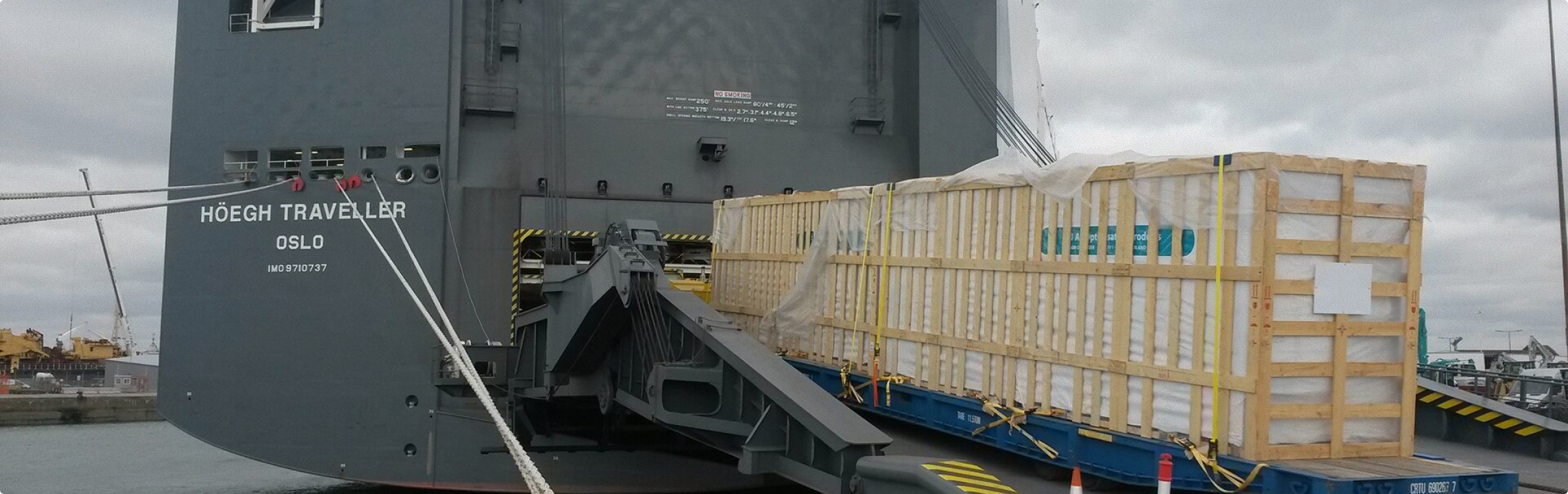 Large Container going into ship