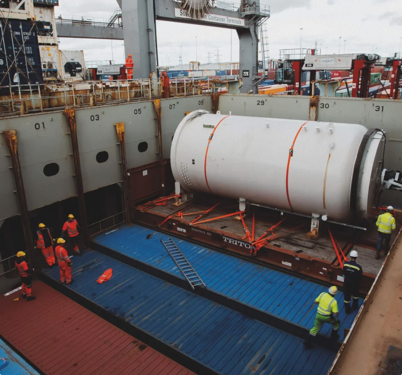 Container on ship