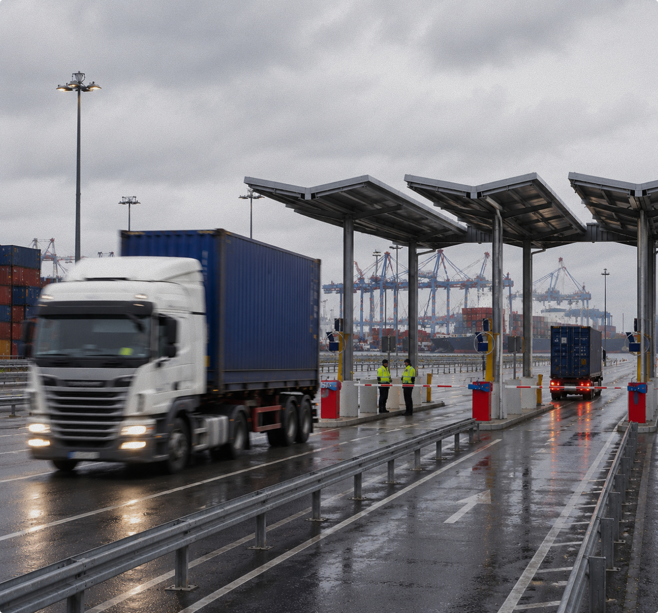 Truck passing through customs